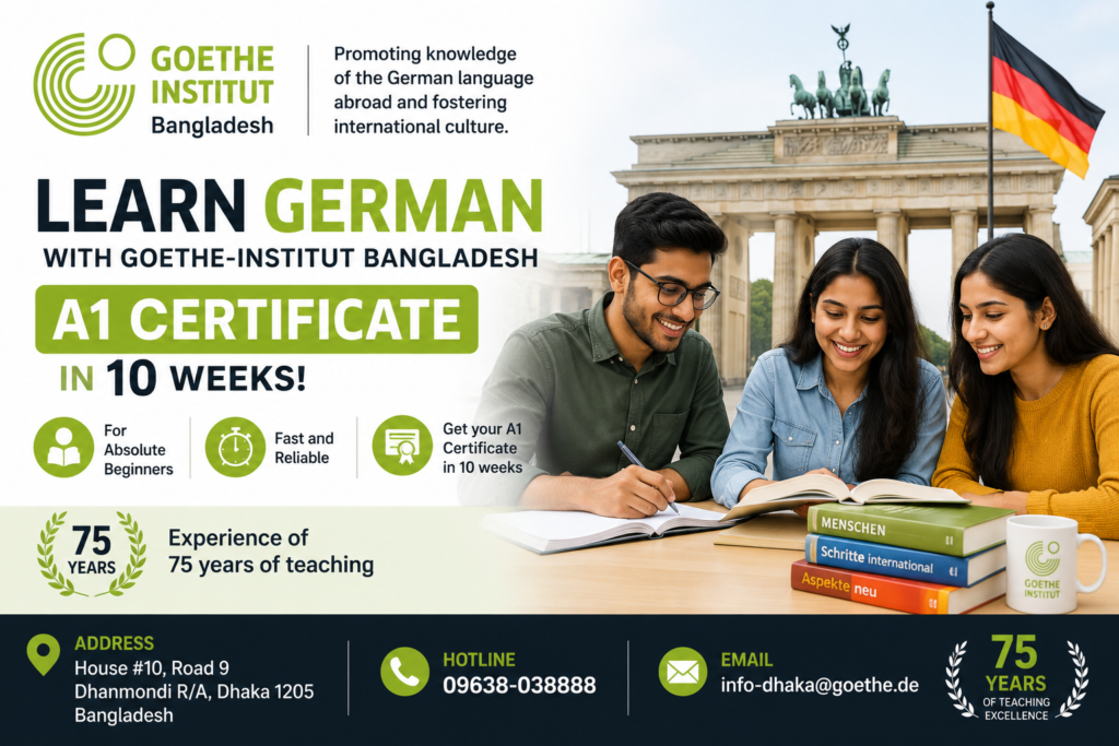 Students learning German through the Goethe-Institut Bangladesh A1 language course for absolute beginners