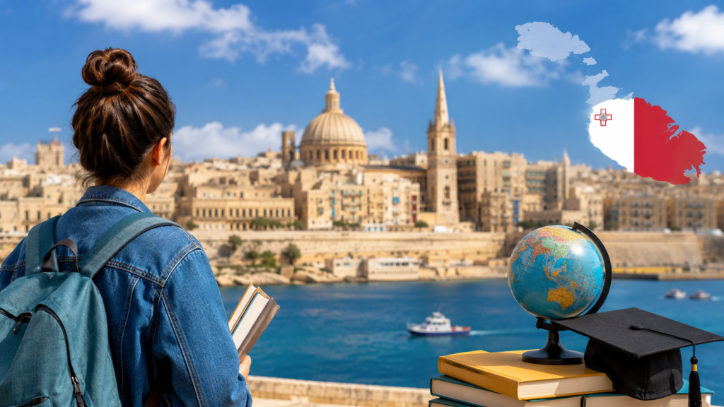 Student overlooking Valletta, Malta, representing study opportunities in Malta featured in an Eduwise editorial article.